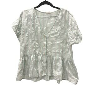 Blu Pepper Short Sleeve Striped Top size L